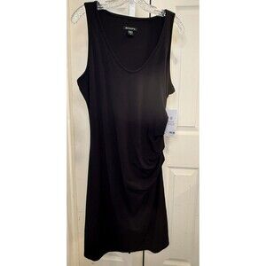 Athleta Della Dress Black Large L Sleeveless Ruched Side Supima Cotton Blend NWT